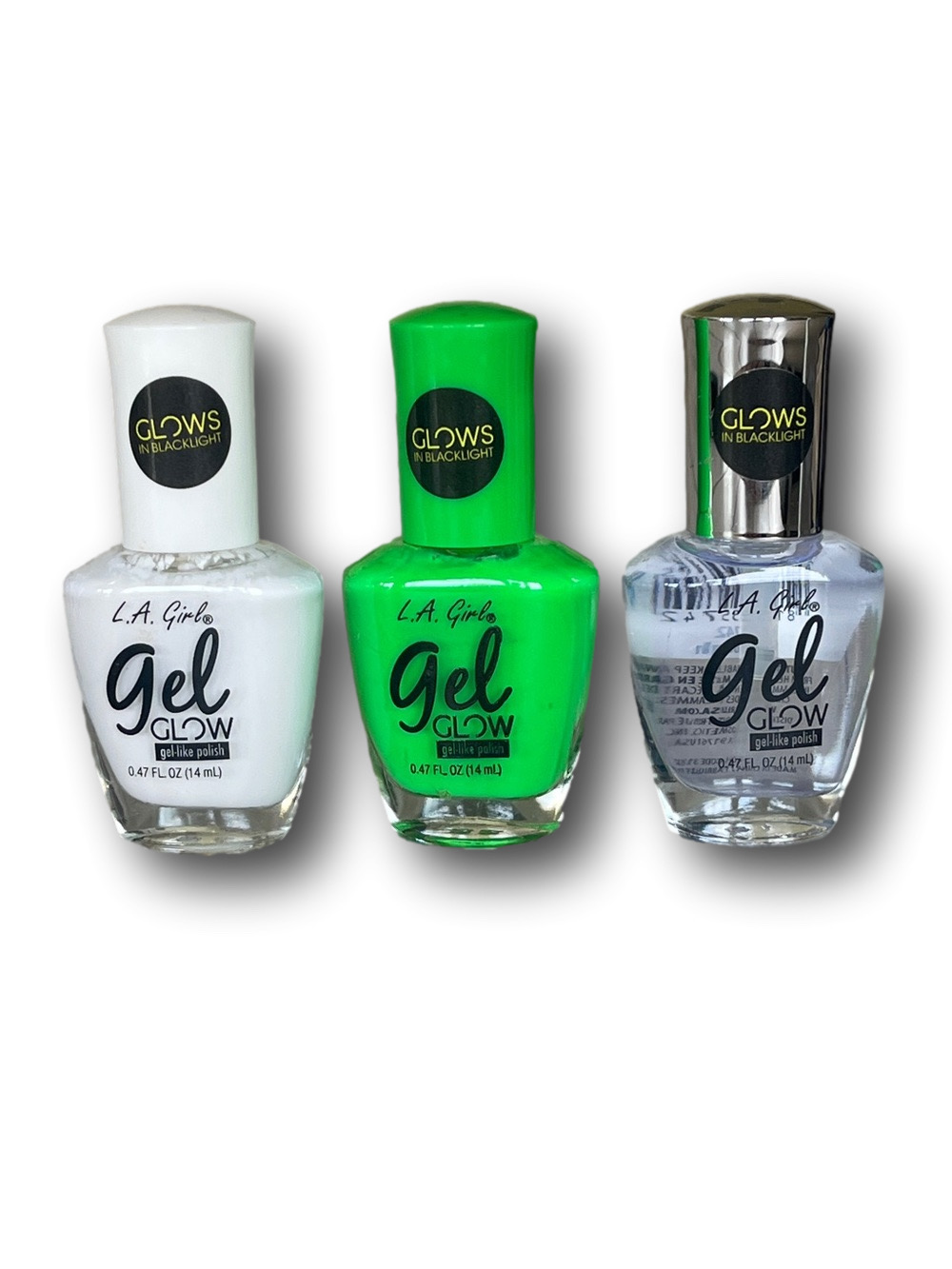 L.A. Girl Gel Glow Neon Green & Glow White Nail Polish Trio